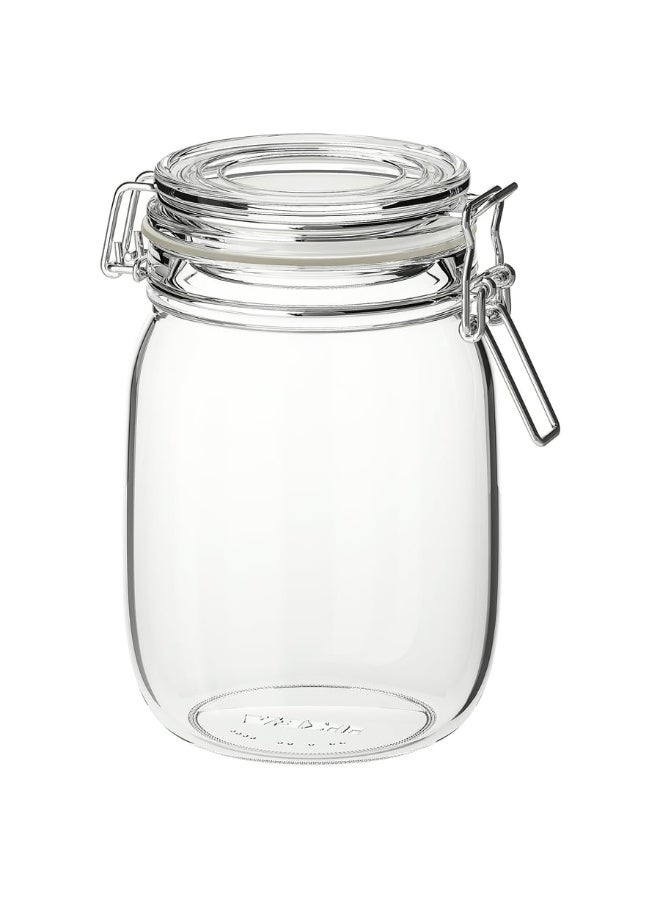 KORKEN Jar with lid, clear glass, 1 l - Image 1